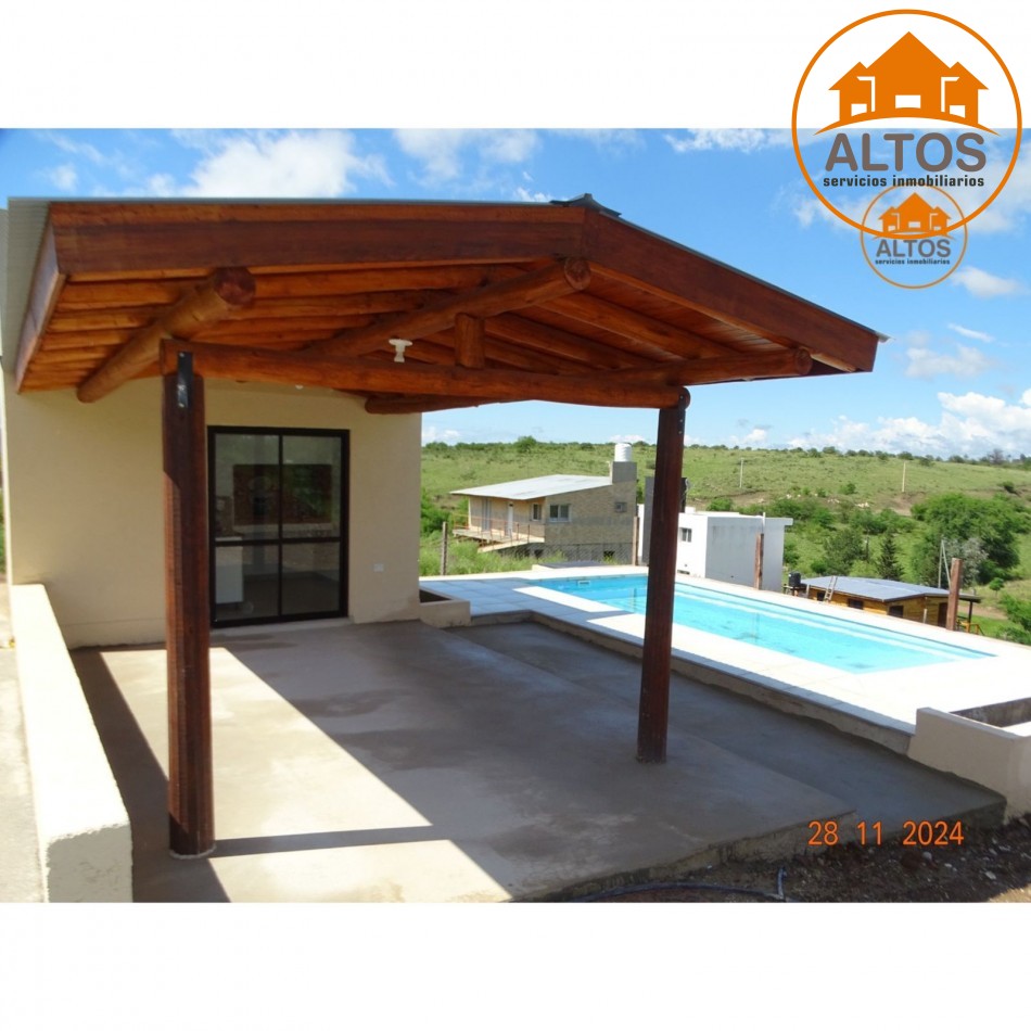 POTRERO DE GARAY-CASA MUY LUMINOSA Y AMPLIA A ESTRENAR-TERRENO 1.224M2-DOS DORMITORIOS-TRES BAÑOS-GALERIA-QUINCHO-PILETA-CORDOBA-ESCRITURA